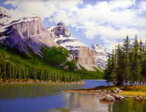 original painting of the Rocky Mountains by Maria Edith Wellborn