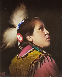 study for Shawl Dancer by Marie McClure Martin. Portrait of a Native American Indian girl