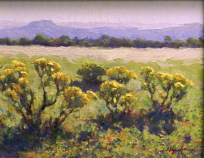 original painting by Malcolm Edward Hughes of sage on the prairie in September