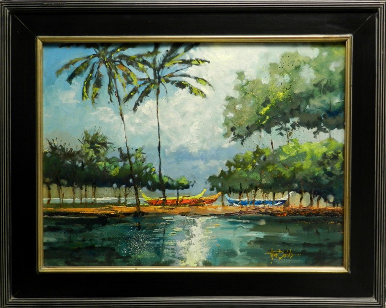 original painting by Norm Daniels of Anahulu Creek